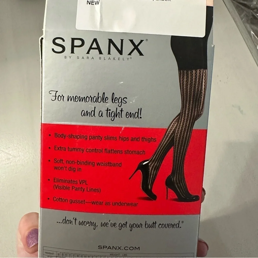 SPANX by Sara Blakely Uptown Tight-End Tights Balck Tuxedo Stripe Sz 968/B NWT
